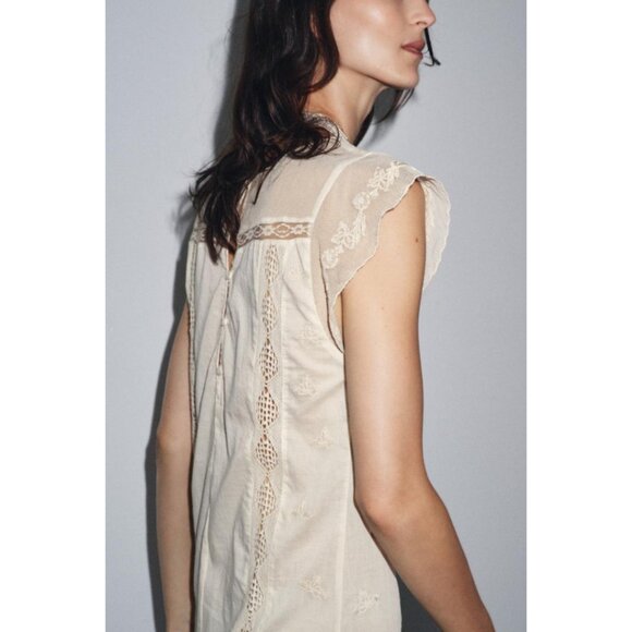 NWT ZARA LIMITED EDITION SEQUIN EMBROIDERED DRESS Size M (Cream) - Picture 5 of 14
